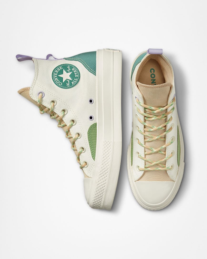 Topanky Na Platforme Converse Chuck Taylor All Star Lift Colorblock Overlay Vysoke Damske Béžové | SK EYFL113